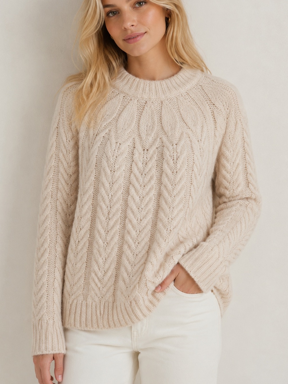 Tuckernuck Oatmeal Cable Knit Crewneck Sweater